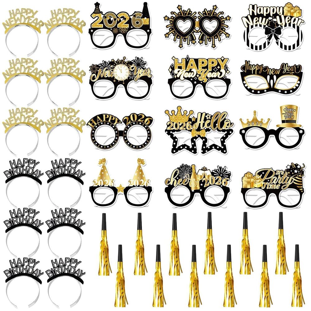 1102 36pcs 2026 New Years Eve Party Supplies, Happy New Year Decorations